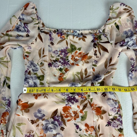 Baltic Born Giselle Maxi Dress Blush Floral Square Neck Long Sleeve Size S NWT - Picture 10 of 11